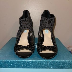 Blue by Betsey Johnson black jewel heels